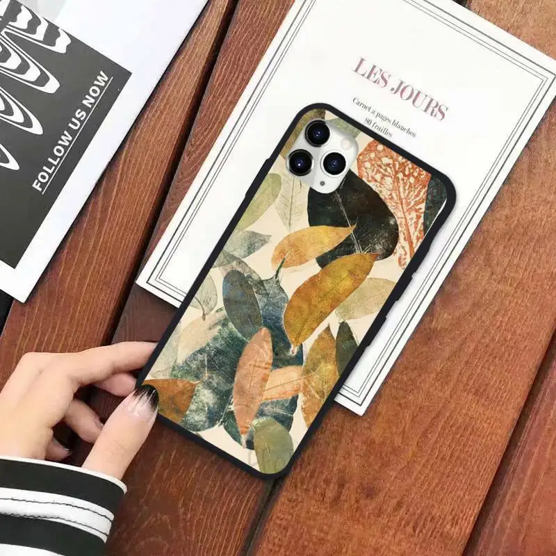 

Retro Leaves aesthetics pattern Phone Case for iPhone 11 12 pro XS MAX 8 7 6 6S Plus X 5S SE 2020 XR