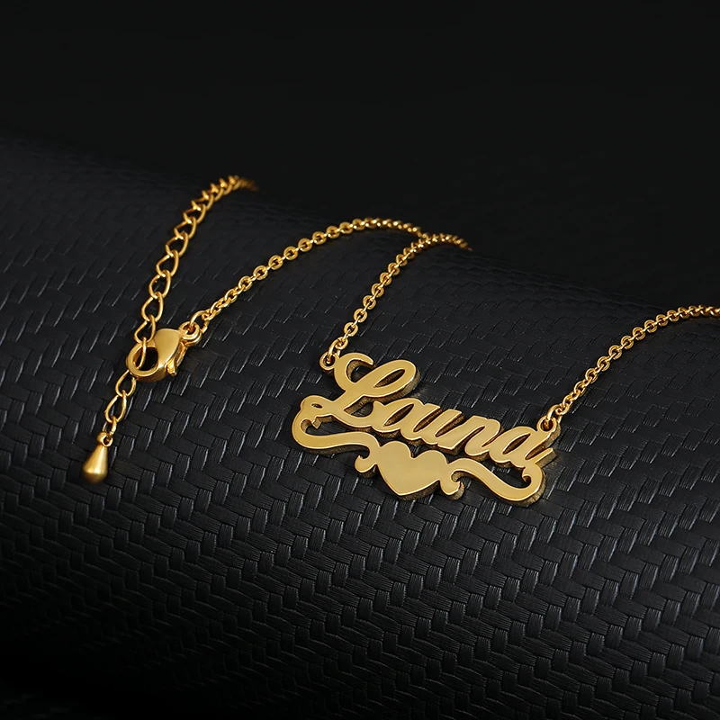 Ожерелье с именем на заказ лентой в форме сердца ручная работа золотая цепочка из