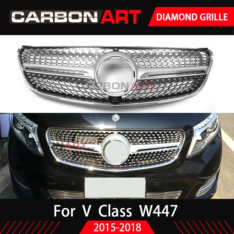 Алмазный гриль для MB V Class W447 Алмазная решетка черный серебристый хромированный