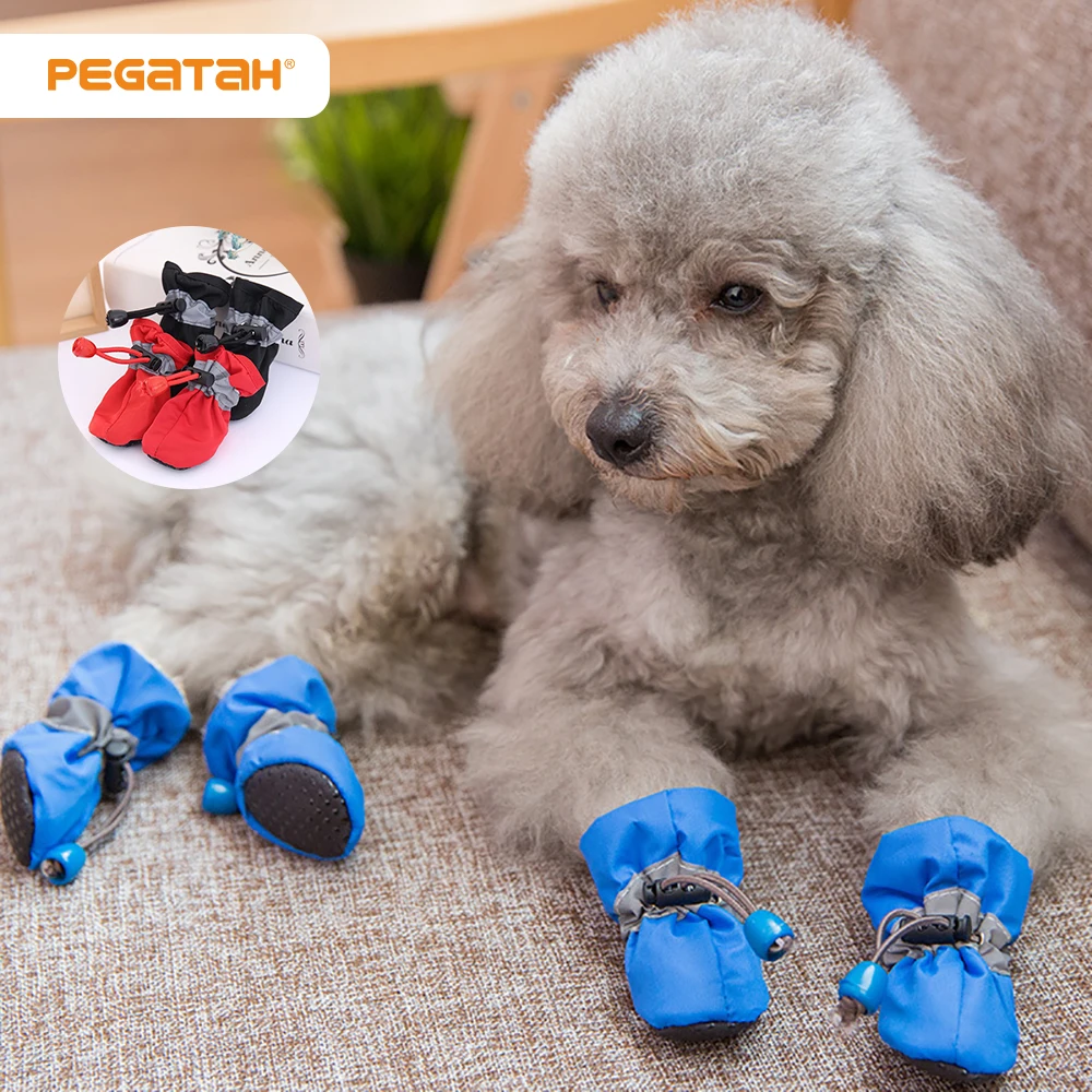 

4Pcs/Set Pet Dogs Winter Shoes Anti-slip Snow Boots Footwear Thick Warm For Small Puppies Footwear
