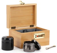 stash box combo accessories kit locking bamboo box with grinder uv glass stash jar
