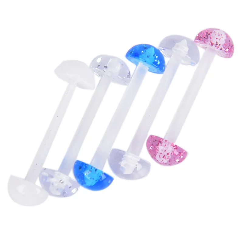 5Pcs/Set Tongue Ring Mixed Acrylic Ball Soft Navel Nipple Rings Sexy Vintage Piercing Body Jewelry For Woman Man | Украшения и