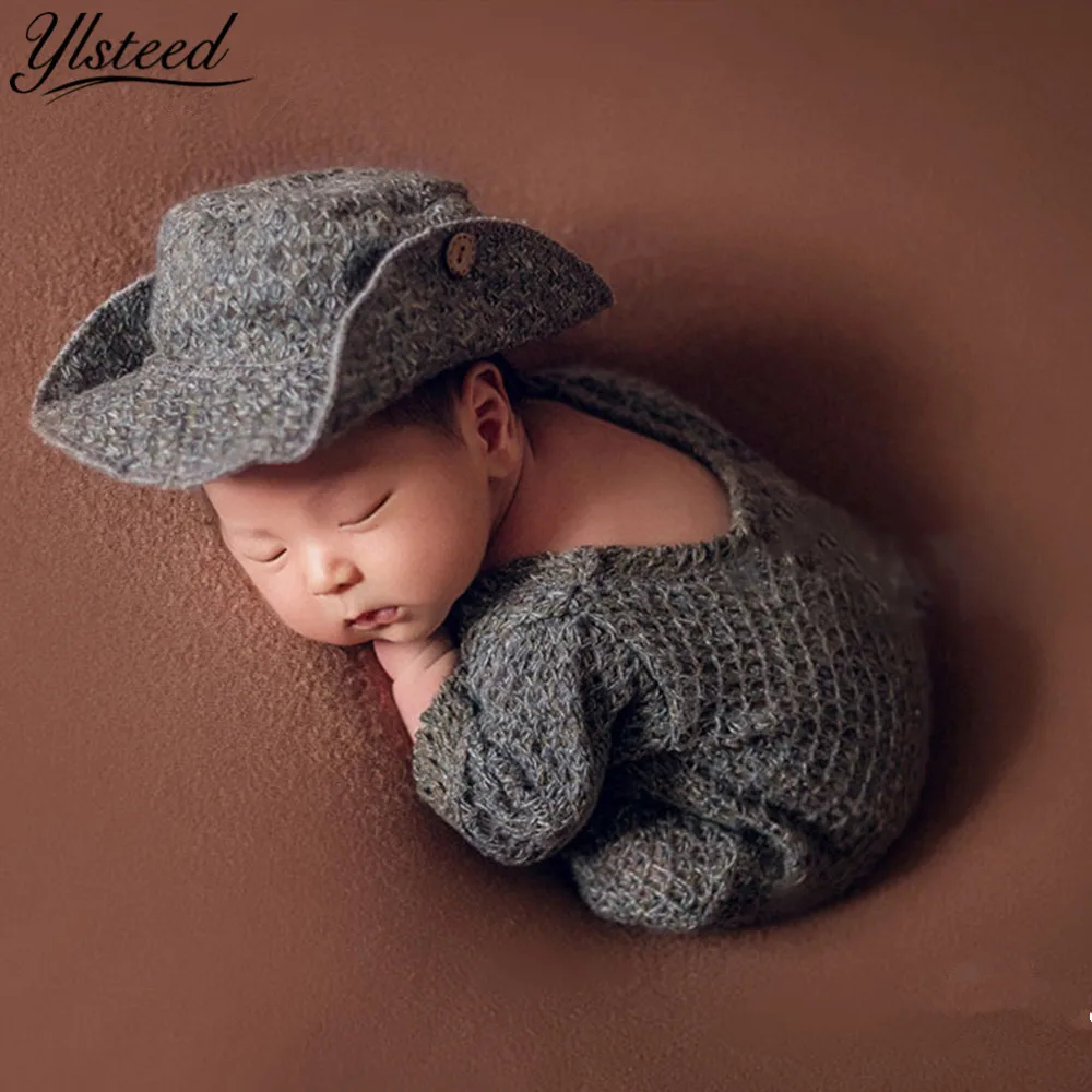 Ylsteed Newborn Baby Bodysuit Little Gentleman Clothes Hat Set Infant Photography Outfits Boy Photo Props Jumpsuit |