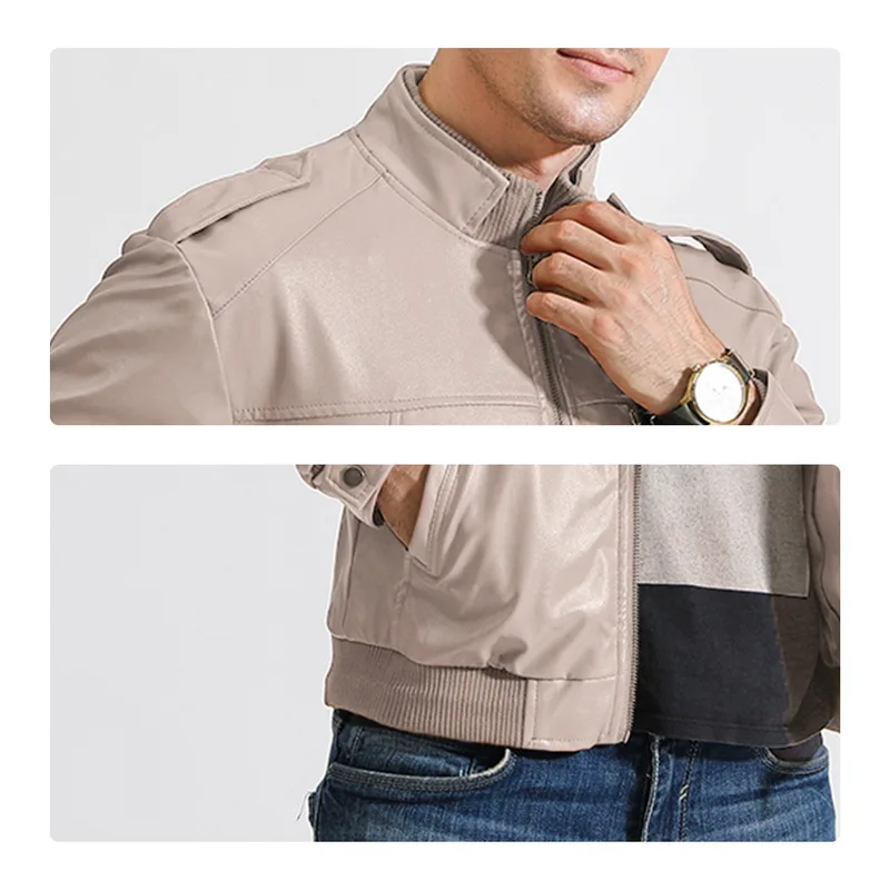 MJARTORIA Брендовые мужские кожаные куртки повседневные на молнии Мотоциклетные