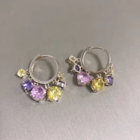 bilincolor fashion small hoop earring with yellow cubic zirconia