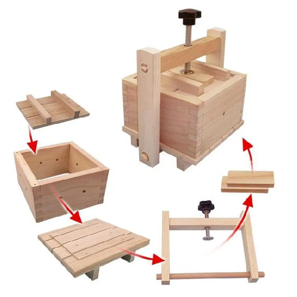Ручной пресс для приготовления сыра тофу 2 в 1 3 шт. ткани из натурального дерева