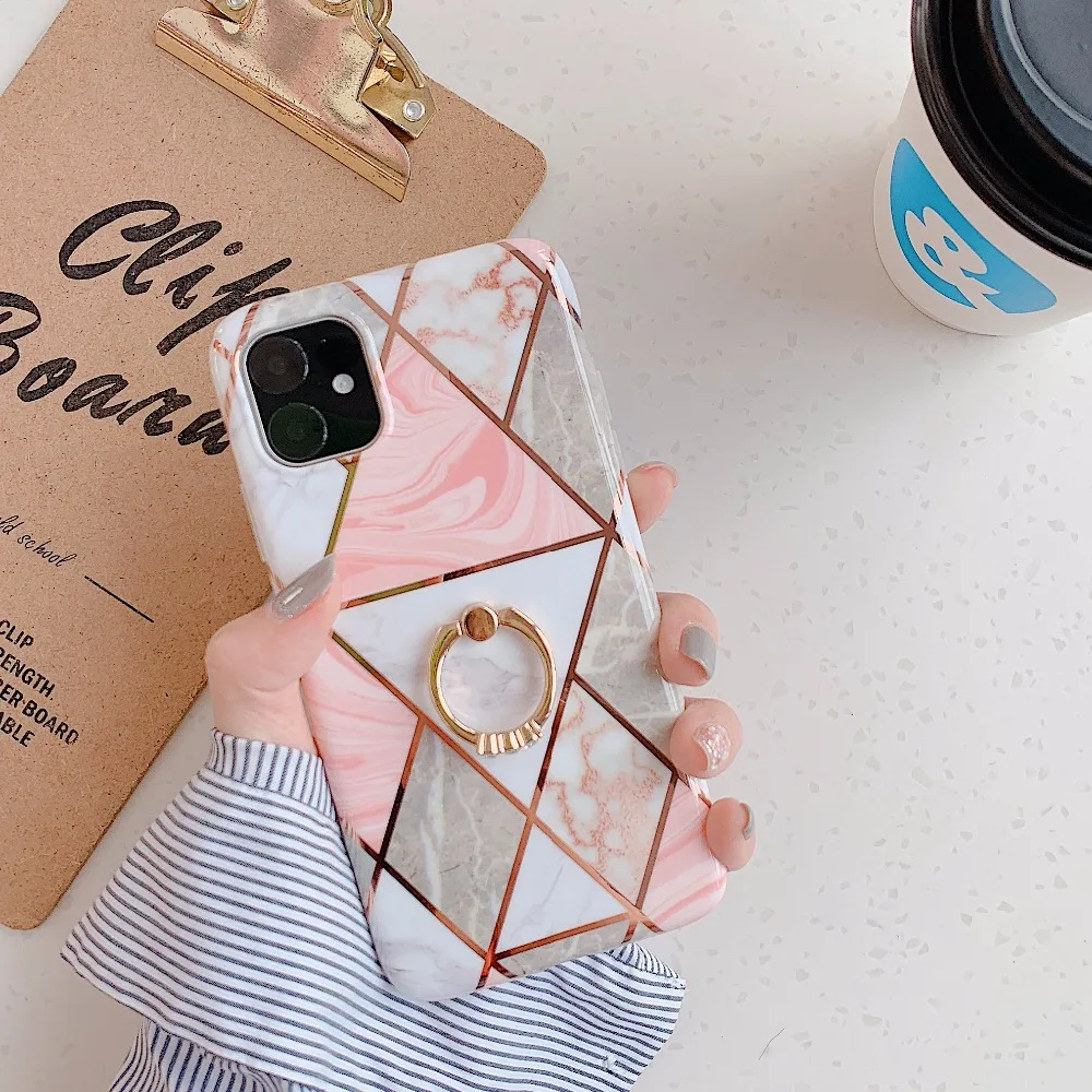 Чехол для телефона LACK для iPhone 11 11Pro Max XR X XS Max 6 6S 7 8Plus Роскошный Мраморный чехол с кольцом-подставкой