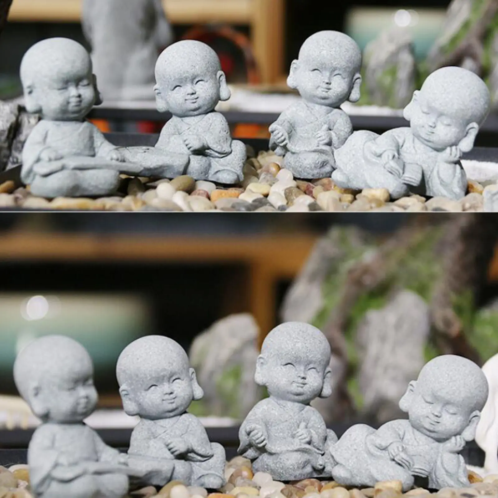 

Креативная статуя Будды из смолы дзен фэн-шуй, чайный питомец, Детская Статуэтка Монка для дома, сада, настольное украшение для йоги