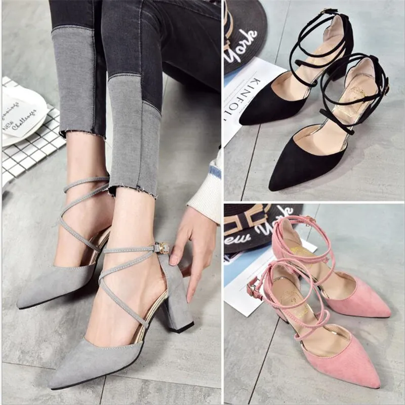 

Gladiator Sandals Women Shoes Sexy Pointed Toe Pumps Womens Green Ladies Shoe Zapatos Mujer High Heels Wedding Plus Size 34-40