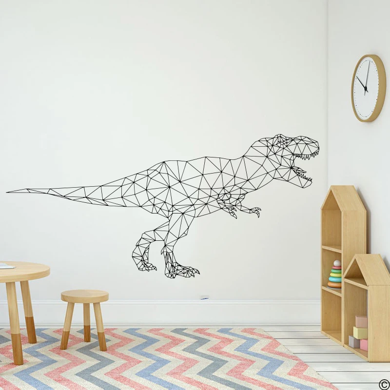 Большой абстрактный геометрический T Rex Наклейка на стену динозавр мальчик