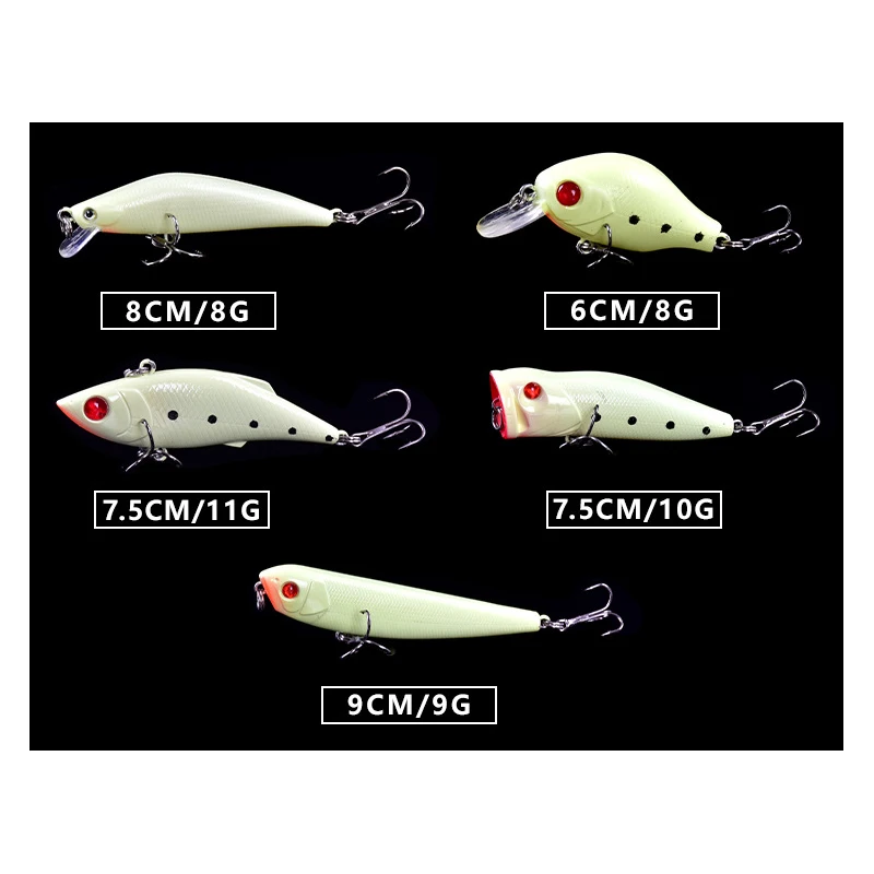 5 шт. рыболовные приманки наборы карандаш Vib Crankbait Поппер блесна воблер Swimbait для
