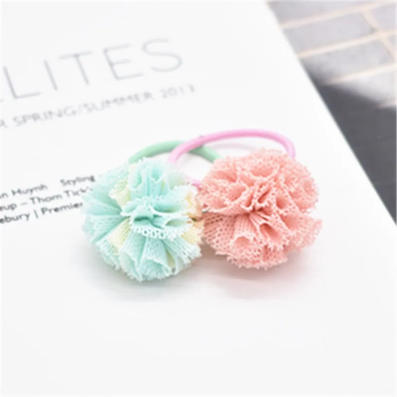 6 шт. милые красочные кружевные эластичные ленты с помпоном|Аксессуары для волос