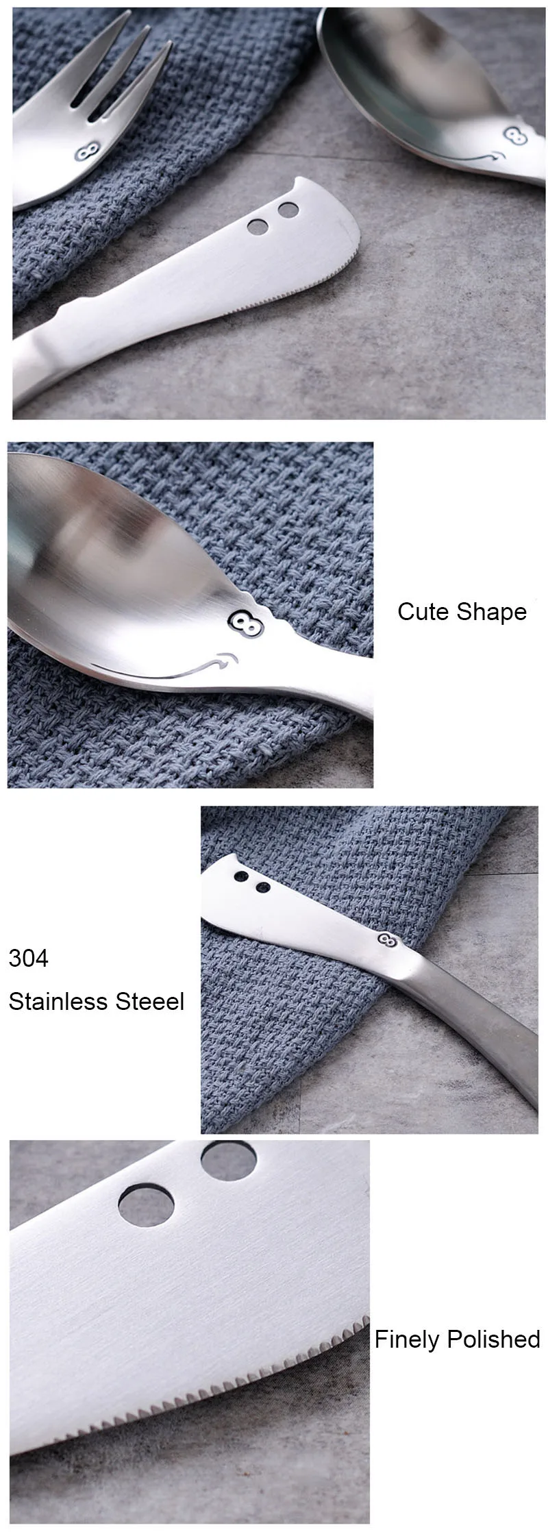Милый 304 из нержавеющей стали мультфильм набор посуды столовые приборы набор ножей вилка ложка набор Бегемот форма посуда для детей