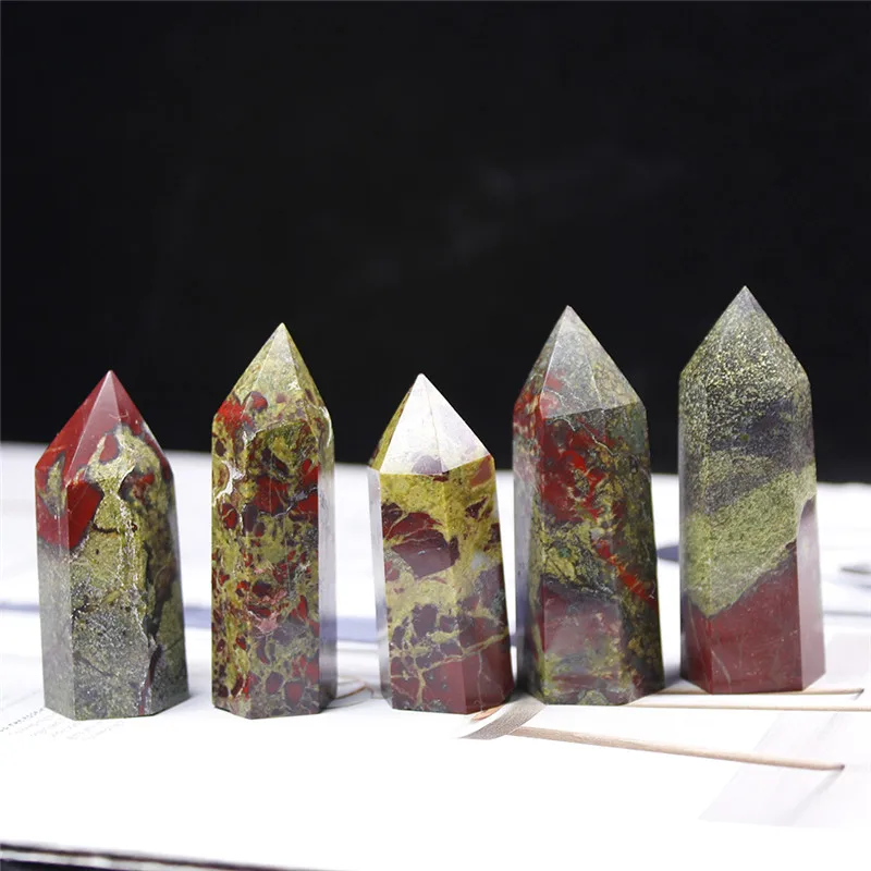 

Natural Dragon Blood Stone Crystal Points Healing Wand Handmade Stone Energy Ornaments Minerals Crafts Home Decorations
