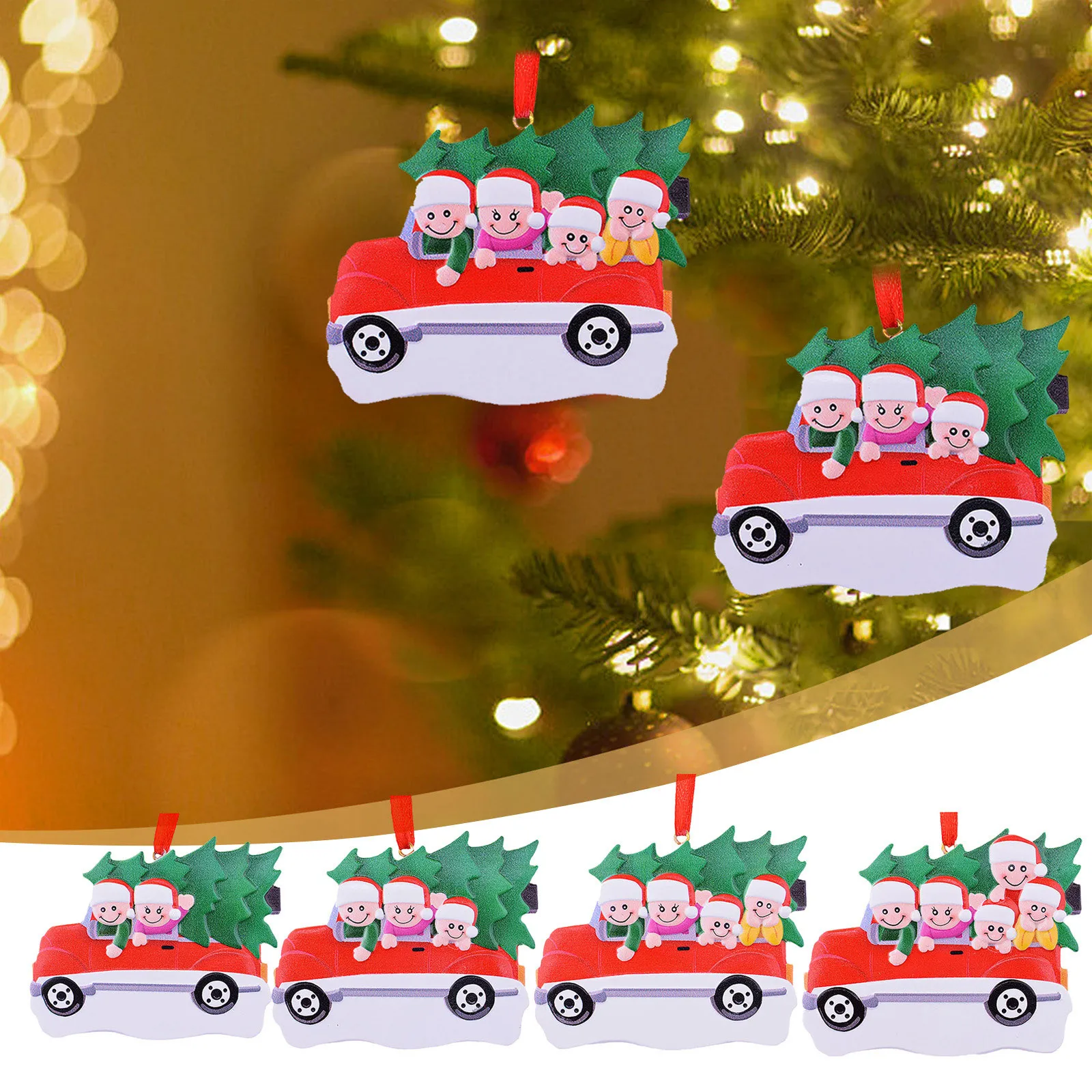 

4Pcs Christmas Decors - Personalized Family Christmas Tree Decorations Family 2021 Christmas Holiday Car Decorations New Year
