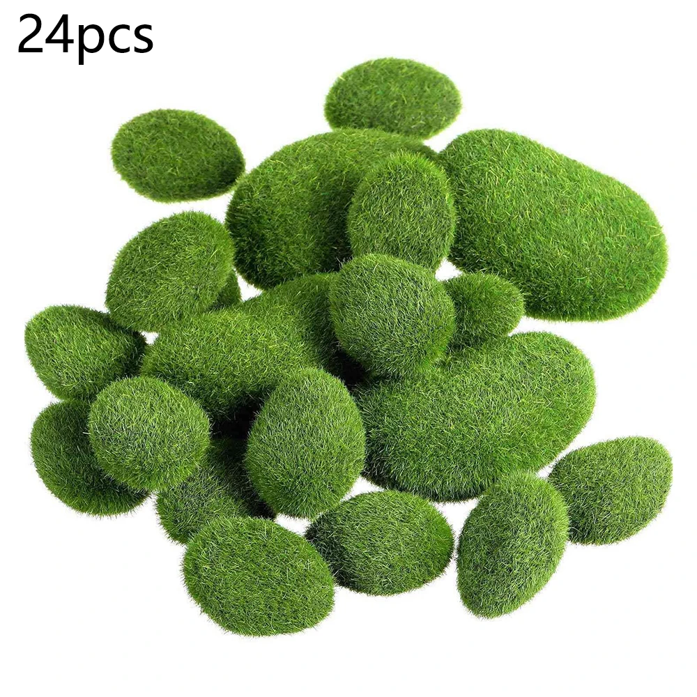 24 шт. Искусственный мох камень рок шар реалистичный садовый декор пушистый