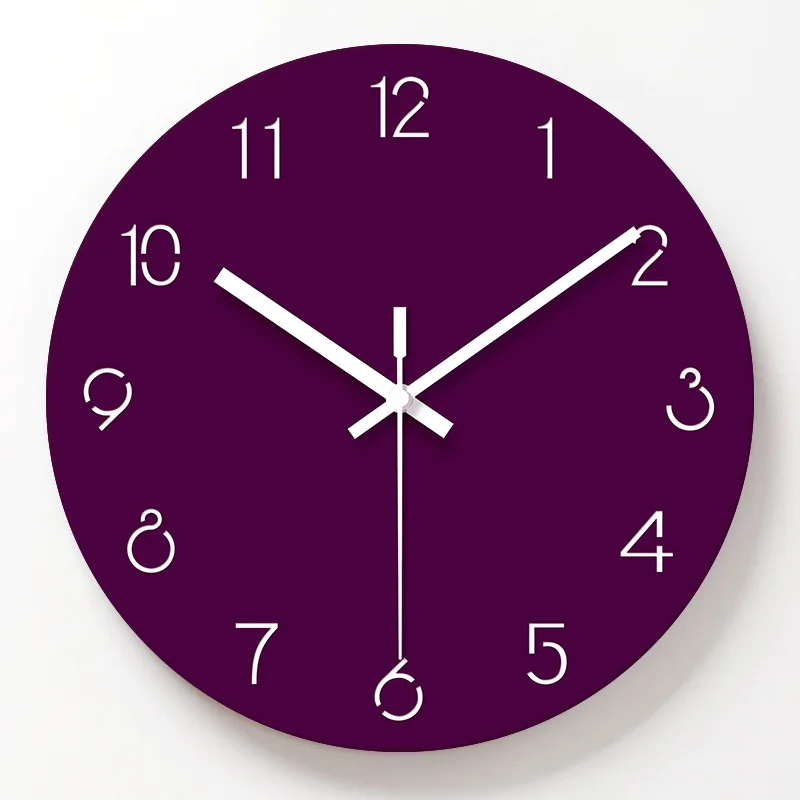 Wall Clock Modern Kitchen Clocks Watch Home Living Room Decorative Hanging Quartz Bedroom Minimalist Purple Round Slient Art | Дом и сад