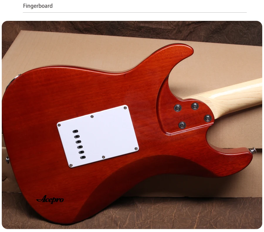In Stock Acepro Electric Guitar, High quality Natural Flame Maple top Guitar, Wilkinson Tremolo Bridge, 2 Piece Mahogany Body