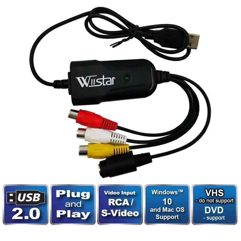 Карта видеозахвата Wiistar с бесплатным драйвером USB 2 0 Easycap Capture для Windows 10/8/7/XP