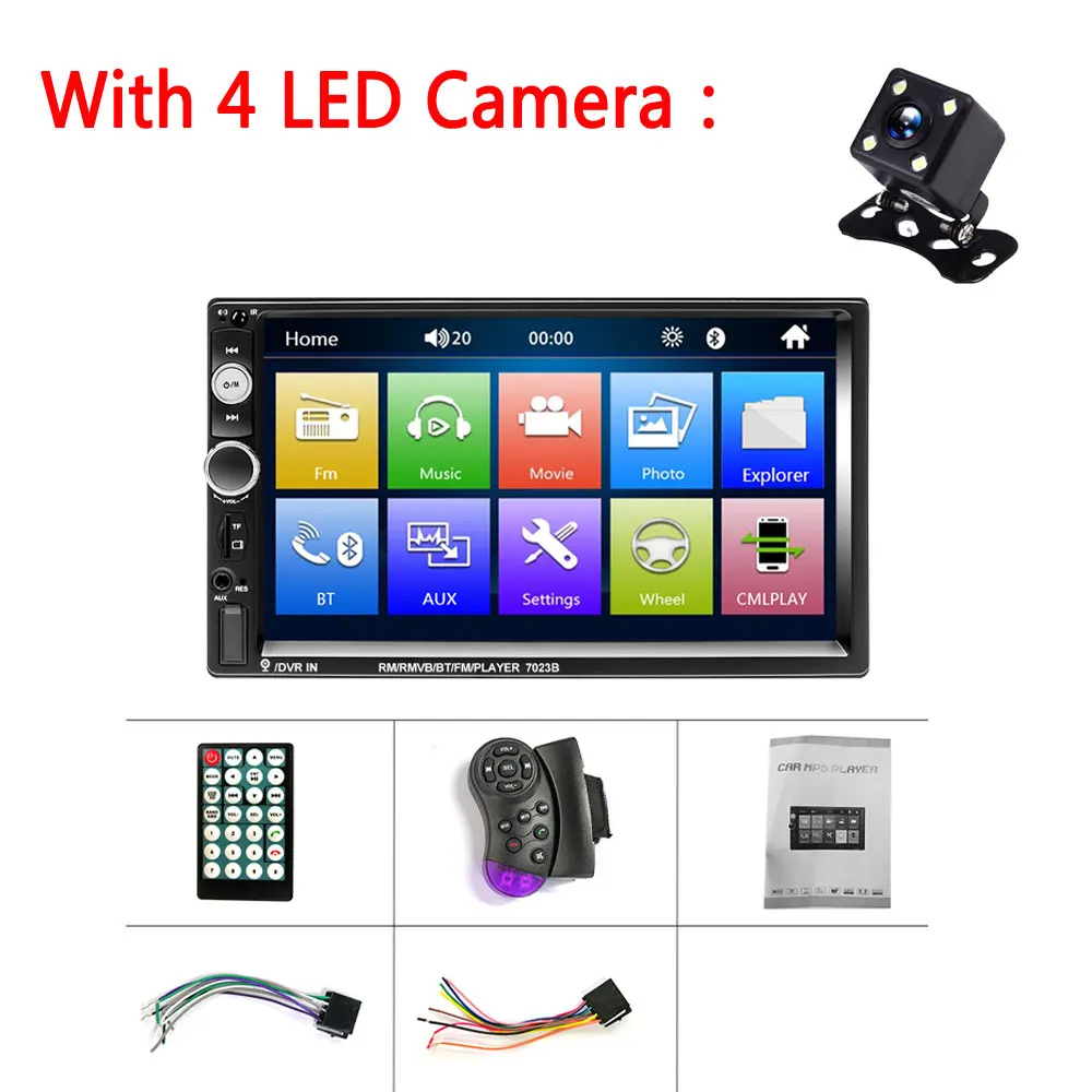 With 4LED Camera LeeKooLuu 2 Din автомагнитола " Универсальный Автомагнитола автомобильный мультимедийный плеер для Nissan Qashqai X-trail Juke(178*102 мм) стерео - Цвет: With 4LED Camera