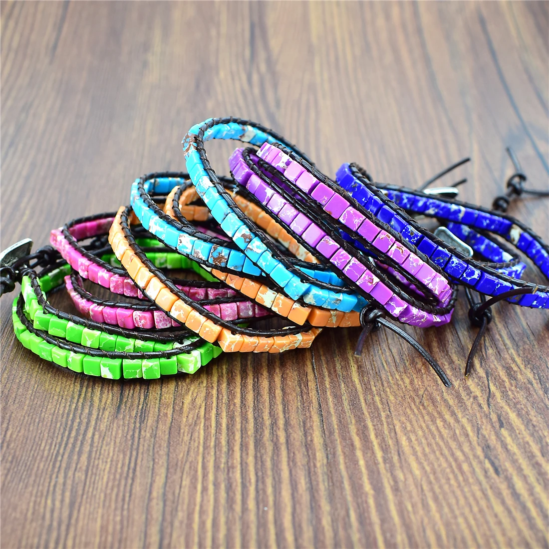 

Women Men Chakra Leather 2 Wrap Bracelet & Bangle Handmade Jewelry Natural Stone Beads Bohemia Balance Yoga Charm Bracelet Gift