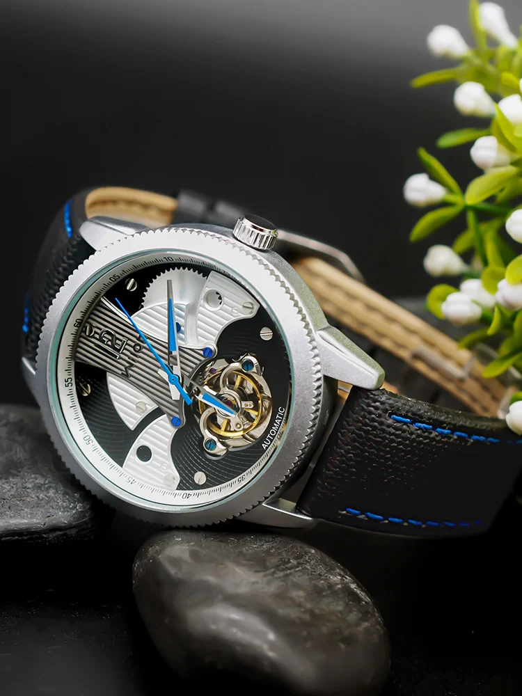 

2021 New Watch Mechanical Watch Full Automatic Hollow Out Men's Business Trend Student Tourbillon Waterproof Black Technology