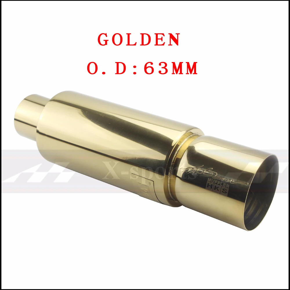 GOLDEN 63MM Выхлопные системы автомобиля глушитель наконечник выхлопной трубы Высокое качество Универсальный нержавеющая сталь O.D 51 57 63 мм 5 цветов глушитель выхлопной трубы - Цвет: GOLDEN 63MM