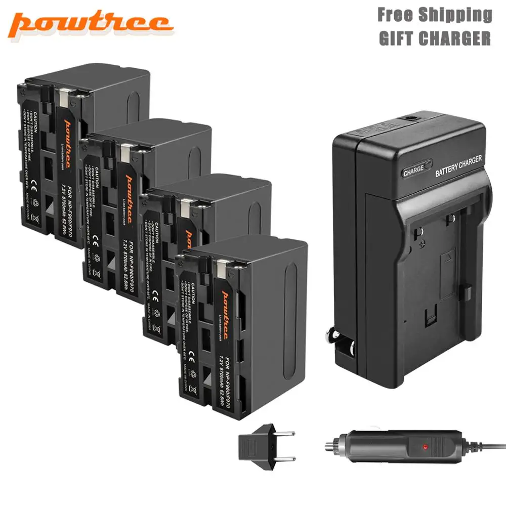 Powtree 8700 мА/ч, NP-F960 NP-F970 Камера Батарея+ ЖК-дисплей Зарядное устройство для Sony NP F960 F970 NP-F770 F550 CCD-TRV58 TRV110K TRV26E HVR-Z1 L5