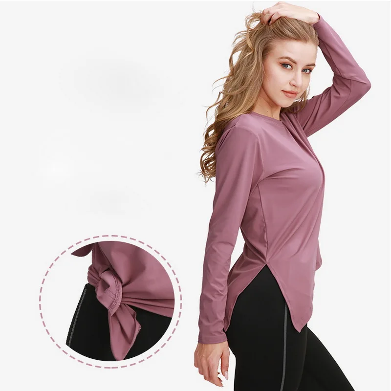 Women Sports Fitness Shirts Long Sleeves Gym Yoga T-Shirts  Training Workout Sweatshirts Running Sportswear Elastic Thin Tops