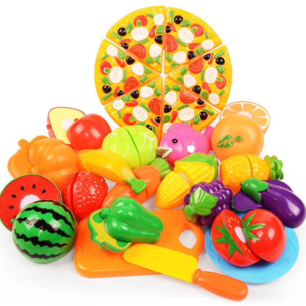 

37 шт./лот детский домик для ролевых игр игрушка фрукты пластиковые овощи еда Кухня Детские классические детские развивающие игрушки