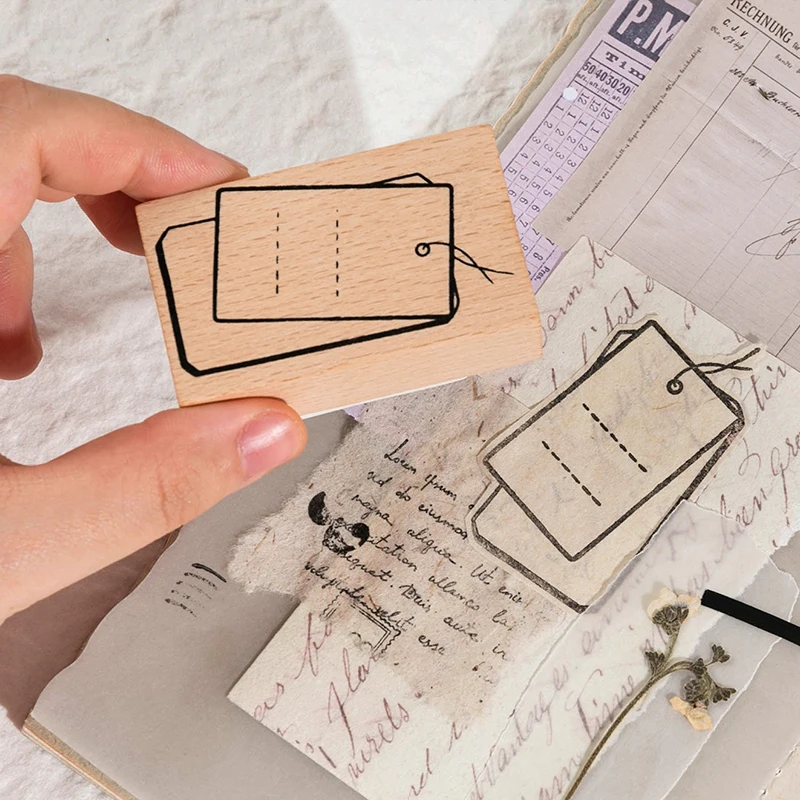 Винтаж серии бирки деревянный штамп в виде геометрических фигур этикетка