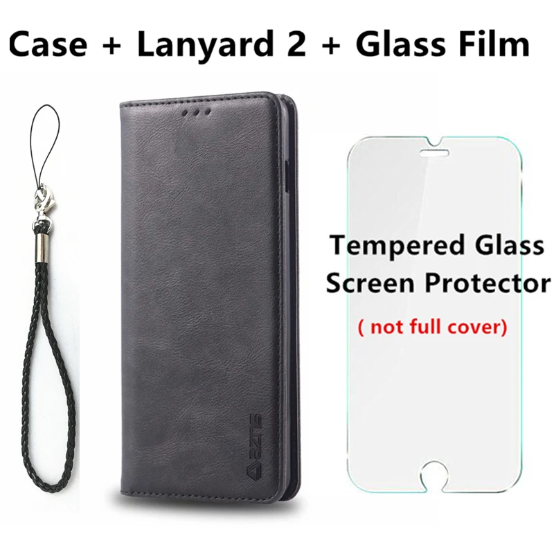 FGW Black Glass Film AZNS Магнитный Привлекательный чехол для телефона для huawei Honor 20 Pro Honor20 из искусственной кожи чехол для huawei Honor 20 Ретро кошелек Чехол в виде ракушки - Цвет: FGW Black Glass Film