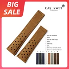 Ремешок для часов CARLYWET из натуральной телячьей кожи, замшевый винтажный сменный кожаный браслет для часов, 20 22 мм, серый белый