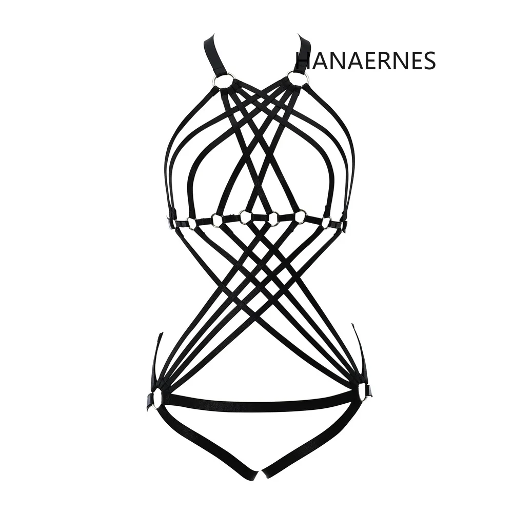 Черная сексуальная Сетчатая Конструкция HANAERNES Готическая клетка регулируемый