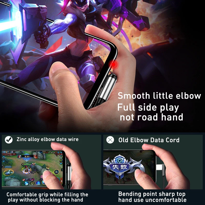 

3A Nylon Type C Cable 90 Degree Fast Charger USB Type C Cable For Xiaomi Mi 8 Samsung Galaxy S10 Plus Mobile Phone USB-C Cord