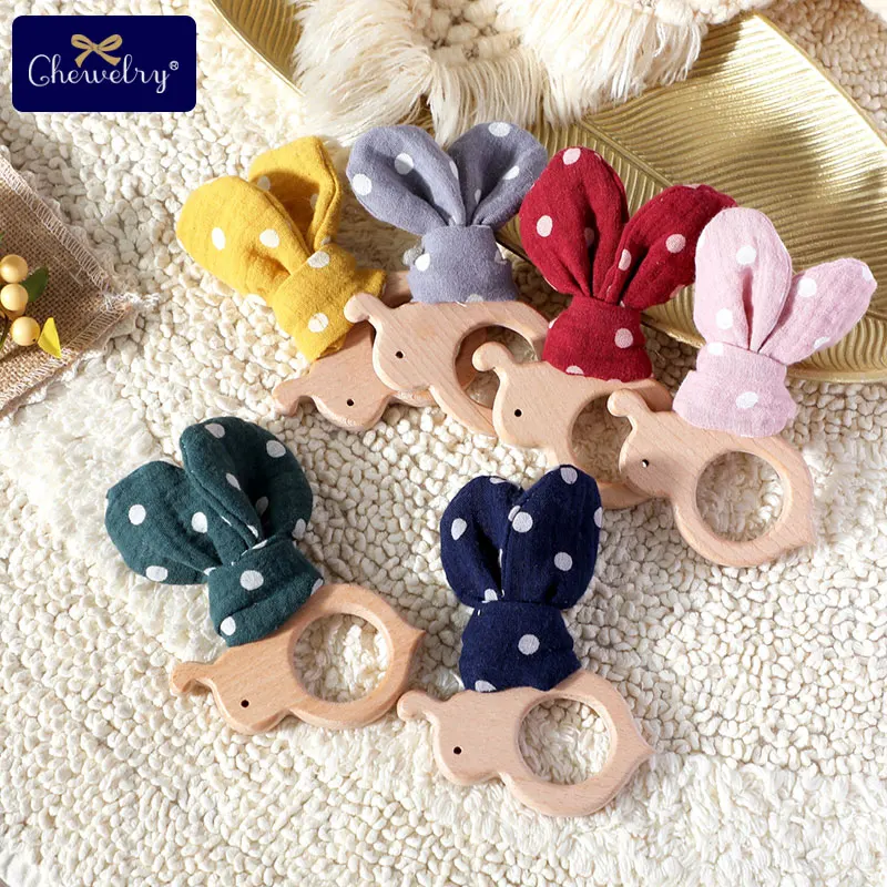 Грызунок деревянный для новорожденных 1 шт. из хлопка | Мать и ребенок