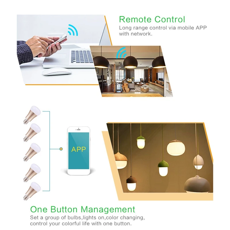 

E27 WiFi Smart LED Bulb, Smart Lampe with Timing and Voice Control, 16 Million Colors, for Alexa and Home and Field