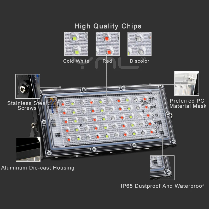 7 цветов RGB SMD 50W Светодиодный прожектор светильник 220V IP65 Точечный светильник на открытом воздухе отражатель светодиодный проектор точечный светильник лампа Водонепроницаемый потолочные светильник