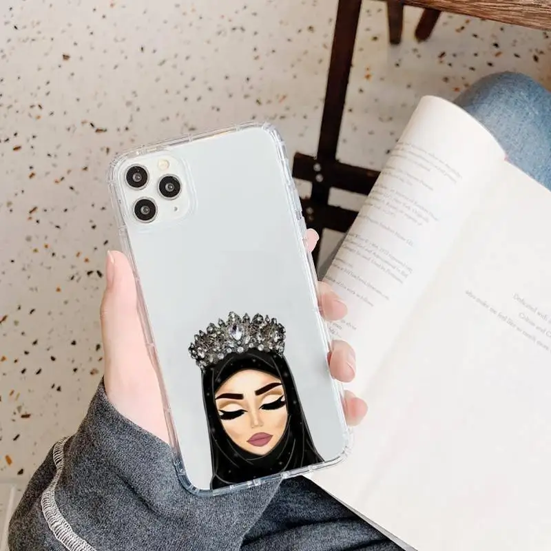 

Muslim Islamic Arab Hijab Face Girl Eyes Phone Cases Transparent soft For iphone se 6 6s 7 8 11 12 plus mini x xs xr pro max
