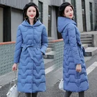 2020 New Slim Cotton Padded Winter Jacket Female Parkas Coat Warm Thicken With belt Long Overcoat Plus size Women Hooded Coats