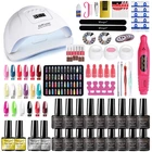 Маникюрный набор Limegirl с сушилкой для ногтей, 1218 цветов, Комплект гель-лаков для ногтей с украшения для ногтей, электрическая дрель для ногтей, инструменты для ногтей