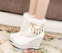 2020 wedge women boots beaded winter women shoes platform warm fur shoes woman ankle white snow boots wbs4015