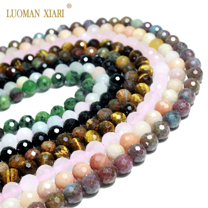 

Wholesale 100% Natural 128 Faceted Round Stone Beads Tourmaline Rose Quartzs For Jewelry Making DIY Necklace Bracelet 8mm