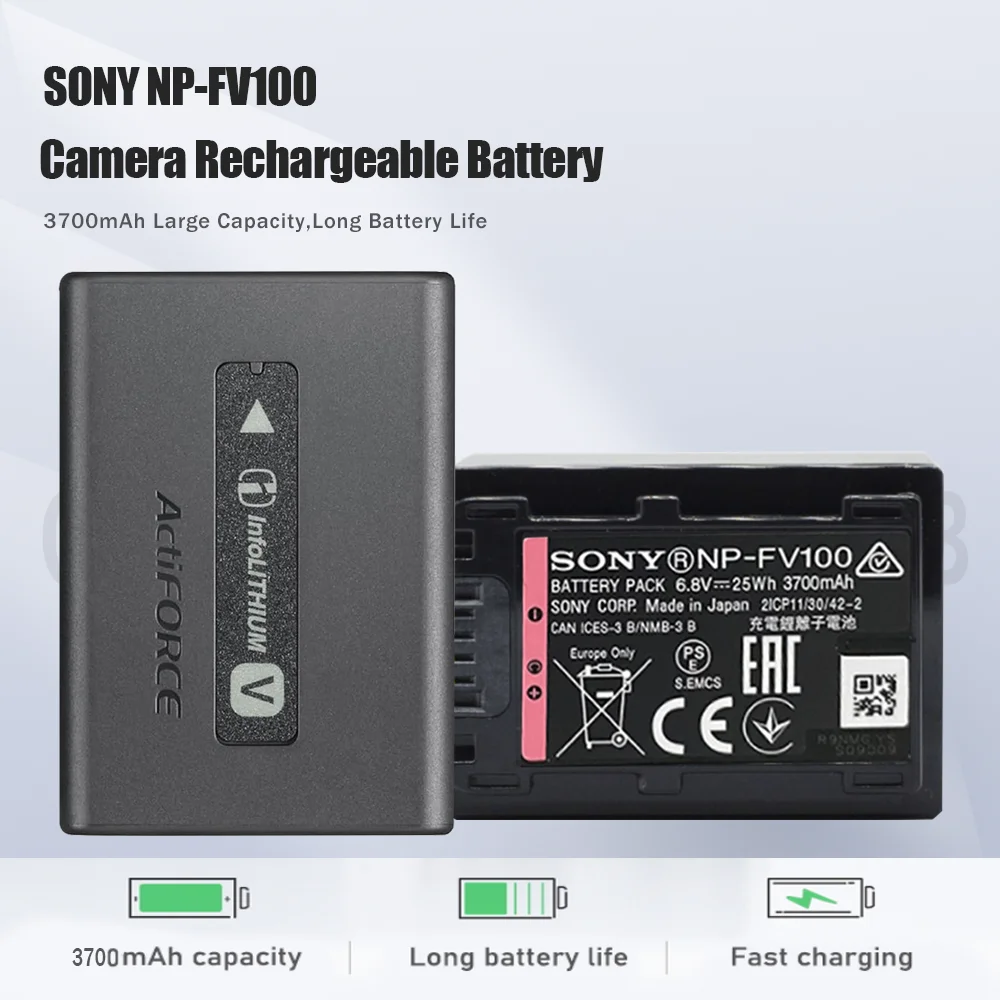 Аккумуляторная батарея для камеры Sony 6 8 V NP-FV100 NP FV100 NPFV100 3700mAh FV30 FV50 FV70 FP50 FP90 FP91 AX100E