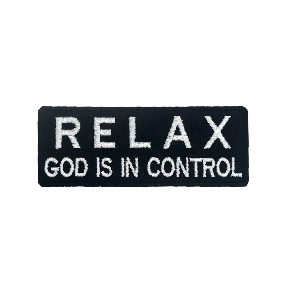 RELAX GOD IS IN CONTROL Name Tag панк вышитые байкерские мотоциклетные нашивки для спины жилет