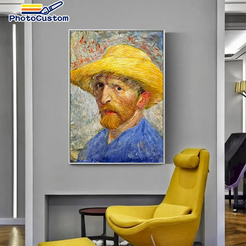 

PhotoCustom Pictures By Number Famous Painter Kits Flowers Handpainted Paintings DIY Drawing On Canvas Home Decor Gift