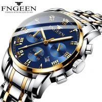 fngeen brand luxury men quartz watches sport waterproof watch classic mens steel band date wristwatches relogio masculino 4006