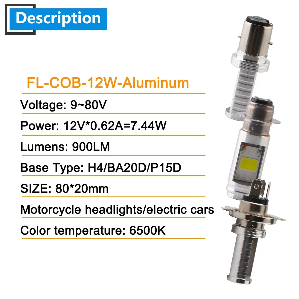 Светодиодные лампы BA20D P15D H4 9 80 в 12 Вт COB 6500 лм|ba20d led|light carheadlight lamp |