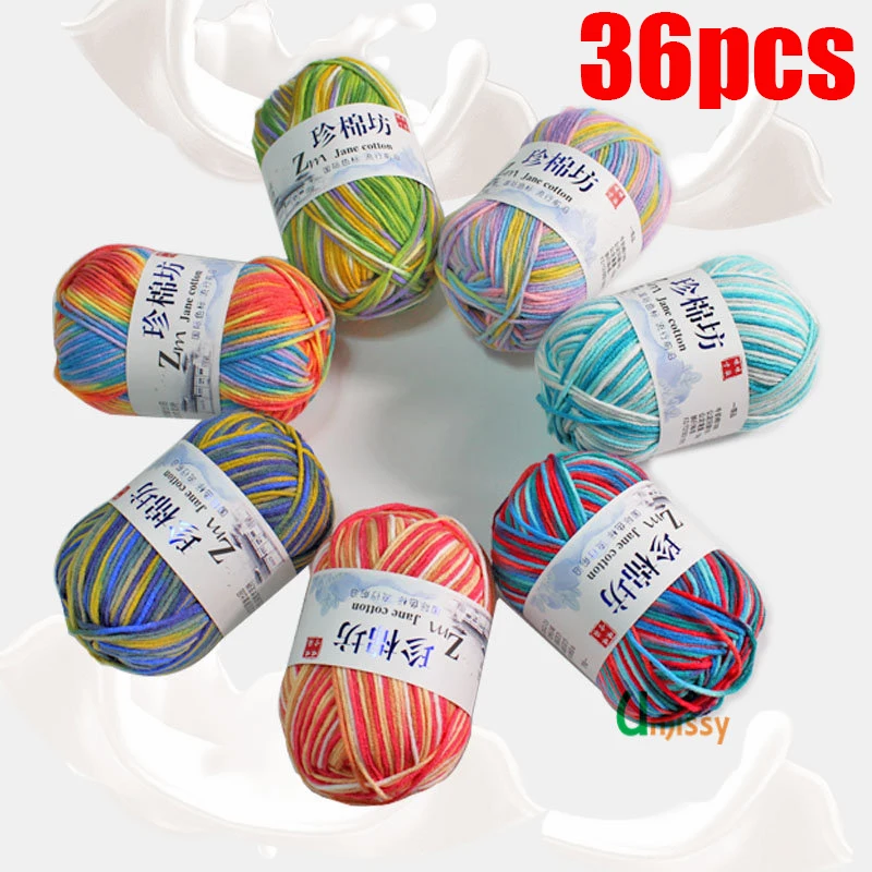 36 шт. вязальная пряжа garen Лана ручная вязка крашеная хлопчатобумажная Смешанная