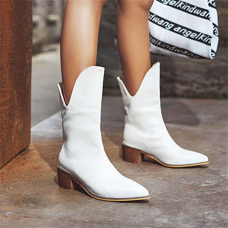 

Women's Boots Autumn and Winter The New Fashion Color Matching Pointed Mid Heel Short Tube Women's Shoes Plus Size 34-40